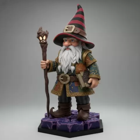 409 Fairy Tale Gnome – Full-Body Figurine on Base, character, miniature, fox, ARTE, gothic, gorgon, DND, minimalist, fantasy, art, figurine, collectible, Halloween, pomeranian, STL, 3d models, 3D printing