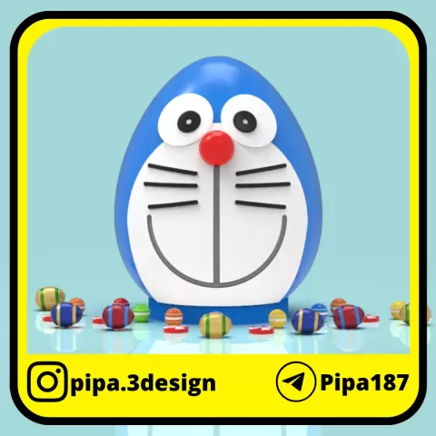 Doraemon piggy bank or easter egg - Pipa3D