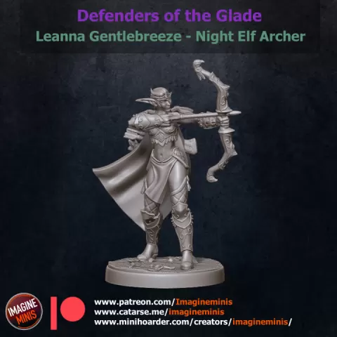 Defenders of the Glade - Night Elf Archer - Leanna Gentlebreeze by Imagine Minis