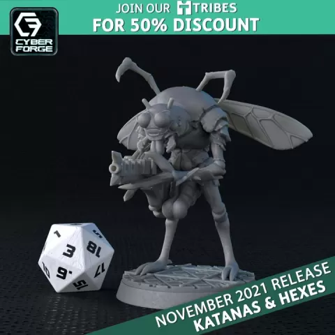 Bureaucrat Soldier ver 1 - Katanas & Hexes - Cyber Forge Miniatures November 2021 by Titan Forge Miniatures