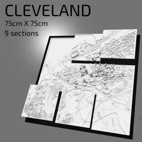 3D Cleveland | Digital Files | 3D STL File | Cleveland 3D Map | 3D City Art | 3D Printed Landmark | Model of Cleveland Skyline | 3D Art by 3DCityframes