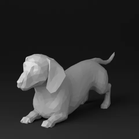lowpoly dog dachshund pose 01