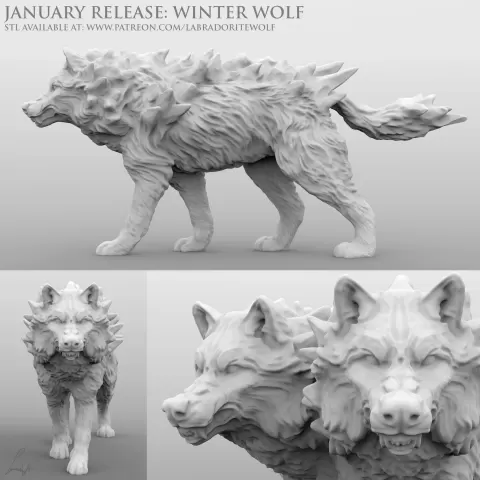 Winter Wolf (Snarling) - LabradoriteWolf