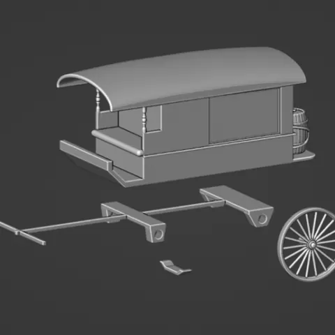 Wild West 28mm Scale Snake Oil Salesman Wagon STL – Traveling Merchant Miniature for Tabletop Gaming & Dioramas