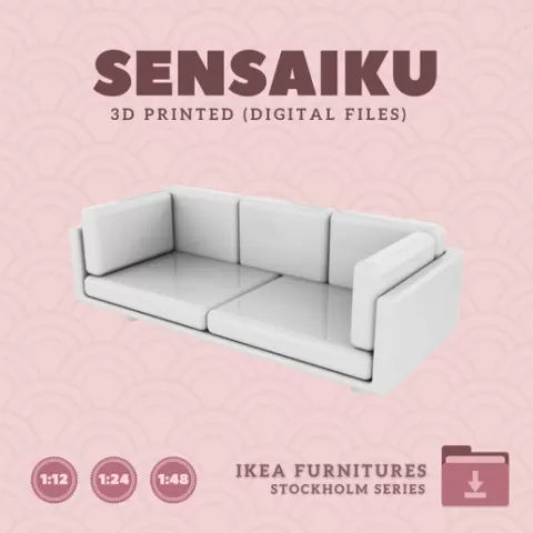 Miniature Replica 29. STOCKHOLM 2025 Sofa for Miniature Dollhouse - IKEA - 3D Print Instant Download