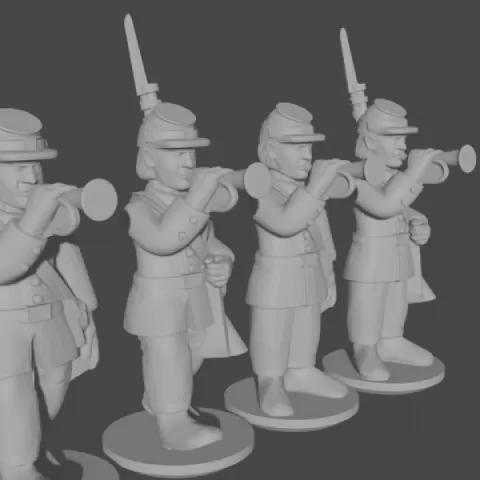 10-15mm American Civil War Buglers in Sack Coats UA-37 by Turner Miniatures