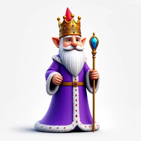 401 Fairy Tale King of The Gnomes Color Full-Body Figurine on Base, magic, dragon, serpent, wood, gnome, gorgon, warrior, wild, fox, monster, cat, fair, witch, werewolf, horror, beast, snake, troll, skeleton dance, STL, DND, ARTE