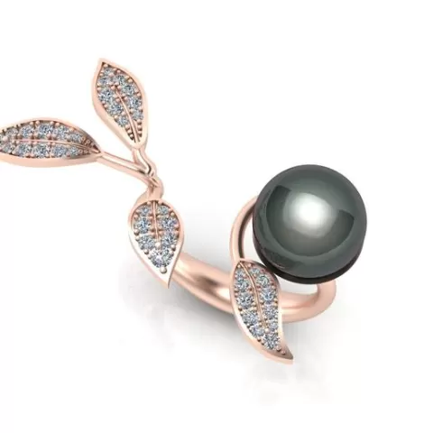 pearl leaf pave setting high jewelry ring