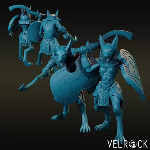 Anubis Soldier Warriors with Khopesh and Shield (Male and Female) by Velrock Art Miniatures
