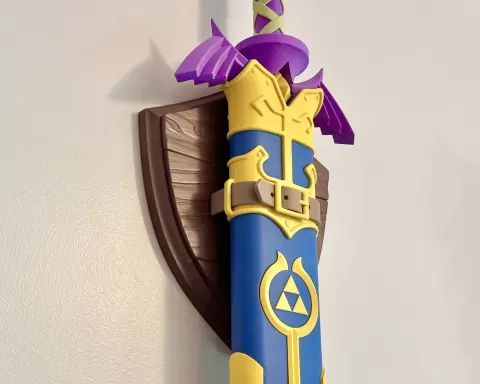 Legend of Zelda Master Sword and Scabbard Wall Mount Display (BOTW) (TOTK) (Full Scale)