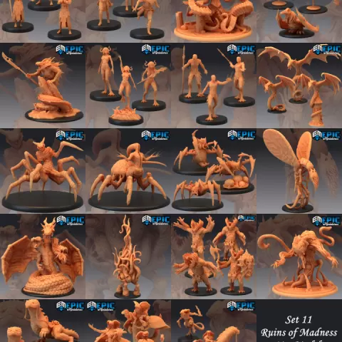 Ruins of Madness Set / Lovecraft Entities / Cosmic Horror Collection / Pre-Supported by Epic-Miniatures