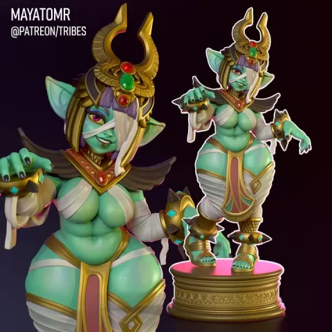 Raet the Mummy Goblin | 75mm pinup egyptian inspired fantasy pinup miniature by mayatomr