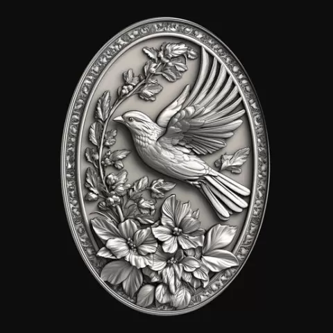 Oval Bird in Flight Relief