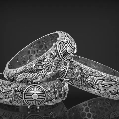 Dragon and phoenix bangles