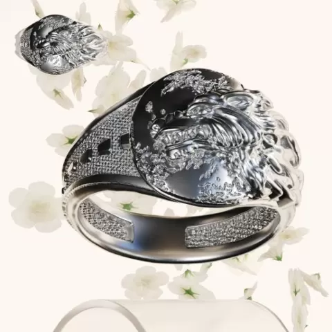 Wolf Head Signet Ring