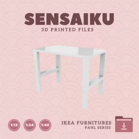 Miniature Replica 01. PAHL Desk for Miniature Dollhouse - IKEA - 3D Print Instant Download