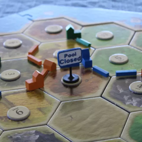 Pools Closed Sign for Bandit in Settlers of Catan by Ambient