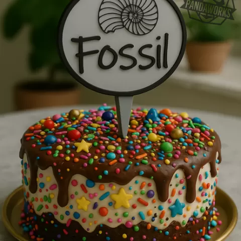 Fossil – Funny Multicolour Birthday Cake Topper STL