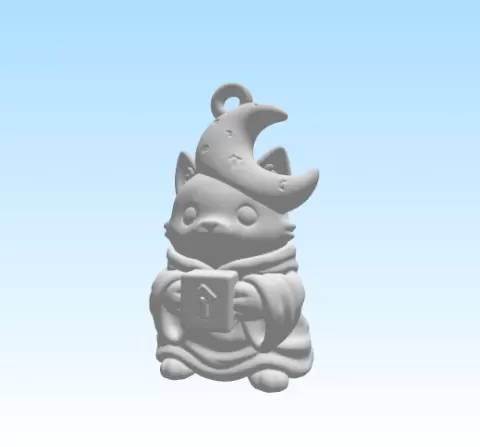 Chibi Wizard Cat Keychain 🐈‍⬛🌙