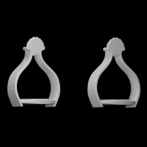 A pair of Charles I copper-alloy stirrups with the cipher of Charles I by Scan The World