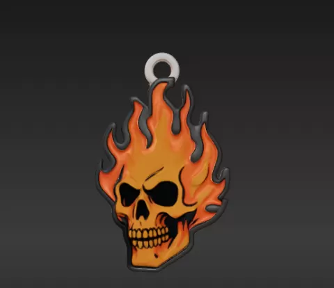 Flame Skull Keychain
