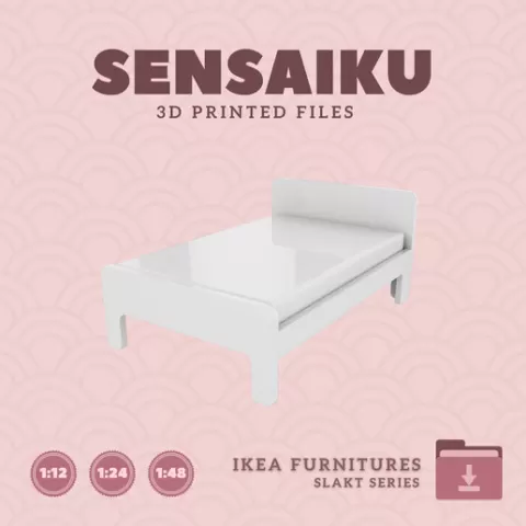 Miniature Replica SLAKT Ext bed frm - 63 In for Miniature Dollhouse - IKEA - 3D Print Instant Download
