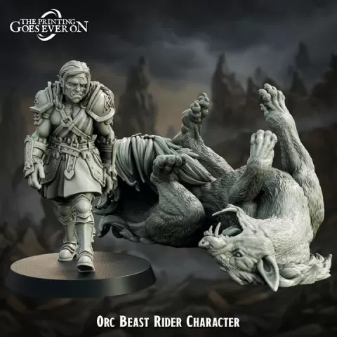Orc Beast Rider Character with Warfang Companion - Presupported by The Printing Goes Ever On