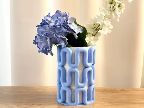 Wavy Ceramic-Style Vase