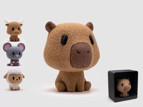 Capybara Figurine & Stand | No AMS | Fuzzy Skin