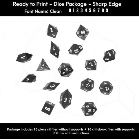 Dice Masters – Ready to Print - 16 Piece Set – Presupported STL Files for 3D Printing – Featuring Our Exclusive Clean Font by Atomic Dice