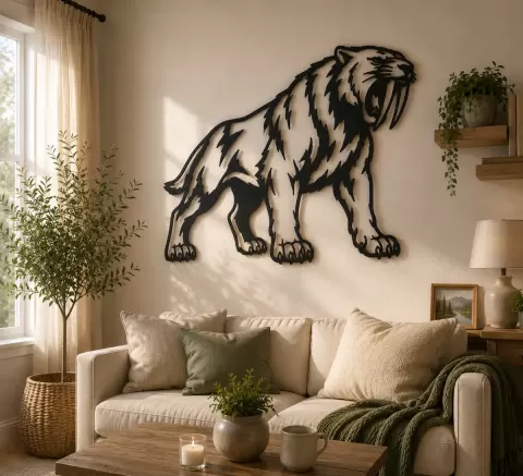 Saber Tooth Tiger 2D Wall Art Decor.stl