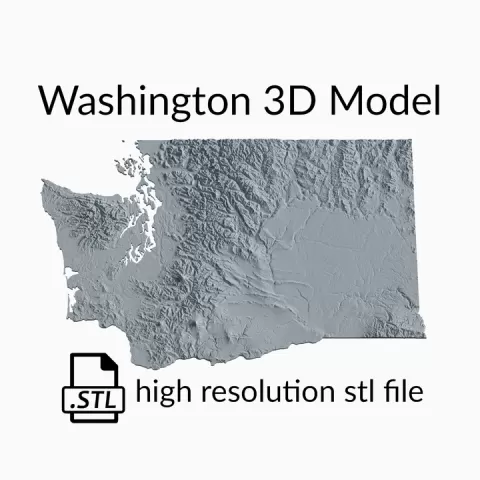 USA State of Washington Topographic Map - 3D Terrain Elevation - Relief Map - Topography of Washington by Robin Schmezko
