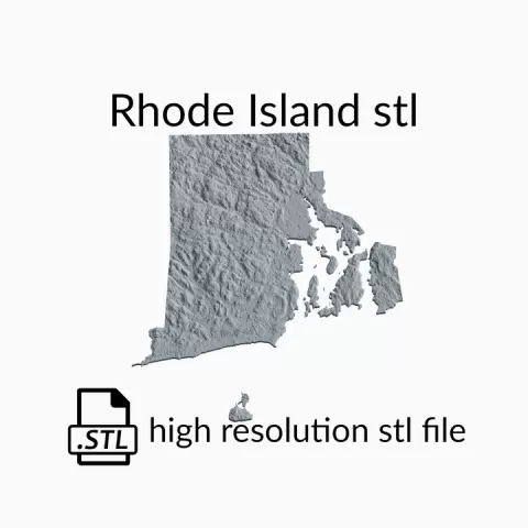 USA State of Rhode Island Topographic Map - 3D Terrain Elevation - Relief Map - Topography of Rhode Island by Robin Schmezko