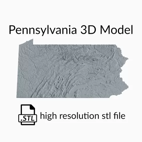 USA State of Pennsylvania Topographic Map - 3D Terrain Elevation - Relief Map - Topography of Pennsylvania by Robin Schmezko