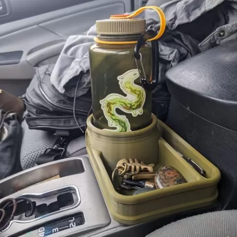 Center Console Cupholder & Tray for 2nd Gen (2005-2015) Toyota Tacoma - Fits Nalgene, Yeti, 1L Coca Cola