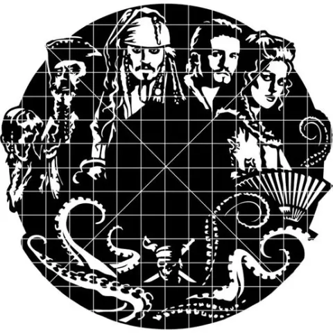 Pirates of the Caribbean for laser cutting on vinyl record DXF file