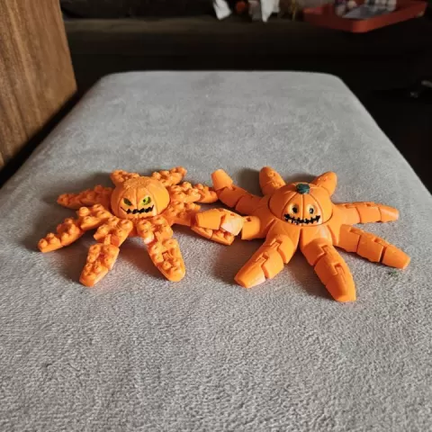 Osmia Articulated Angry Happy Pumpkin Octopus spinning Fidget Toy for Halloween by Osmia Confections