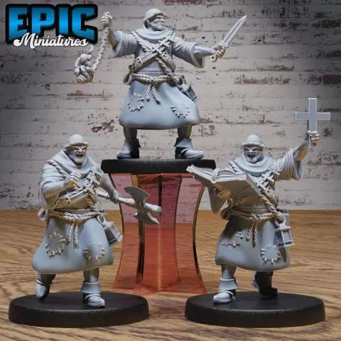Medieval Cleric Monk Set / Humanoid Priest / Heavenly High Guardian / Magical Warrior / Holy Soldier / Divine Magic Healer / Mysterious Encounter by Epic-Miniatures
