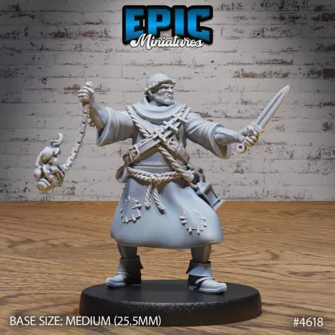 Medieval Cleric Monk Knife / Humanoid Priest / Heavenly High Guardian / Magical Warrior / Holy Soldier / Divine Magic Healer / Mysterious Encounter by Epic-Miniatures