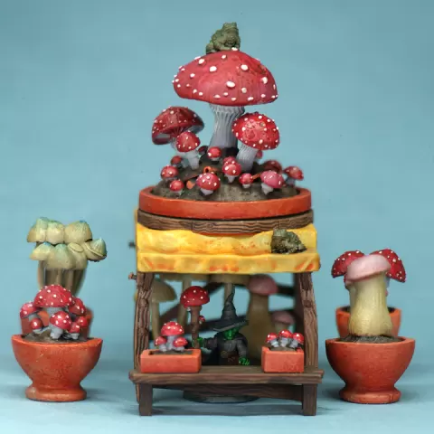 Goblin Mushroom Market Stall – Fantasy Terrain STL for RESIN Printing by Medusa Miniatures