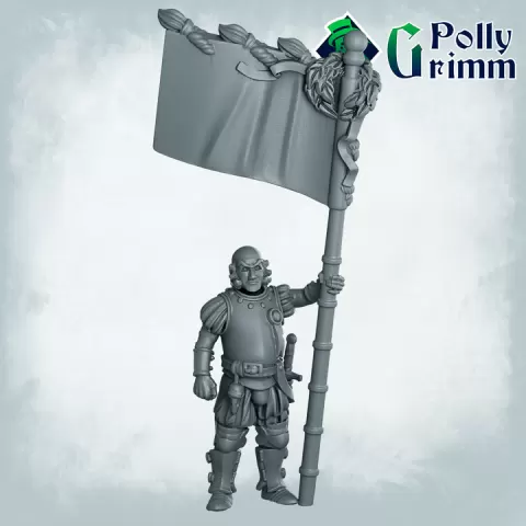 Fantasy and historic miniatures for tabletop games. Imperial Humans. Men at arms, standard bearer by PollyGrimm