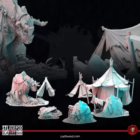 Warcamp of the Bloodmoon Tribe | 30mm Fantasy Scenery by LastSword Miniatures