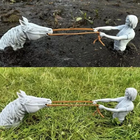 Atreyu and Artax, Swamp of Sadness Planter Decoration (Holes for Custom Reins) The Neverending Story by ABC3D Models
