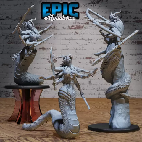 Naga Death Envoy Set / Ancient Asian Serpent / Majestic Lizardfolk Warrior / Myth Creature/ Legendary Leader / Underworld Encounter by Epic-Miniatures