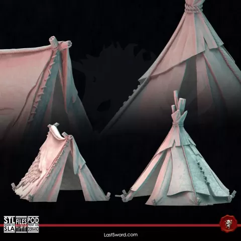Tents of the Bloodmoon Tribe | 30mm Fantasy Scenery by LastSword Miniatures