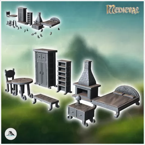 Medieval outdoor accessory set with steeple and lamp post (2) - Medieval Gothic Feudal Old Archaic Saga 28mm 15mm RPG by Hartolia Miniatures