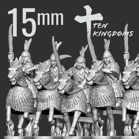 15mm Khitan-Liao Armoured Sabre Armoured Horse by Ten Kingdoms Miniatures