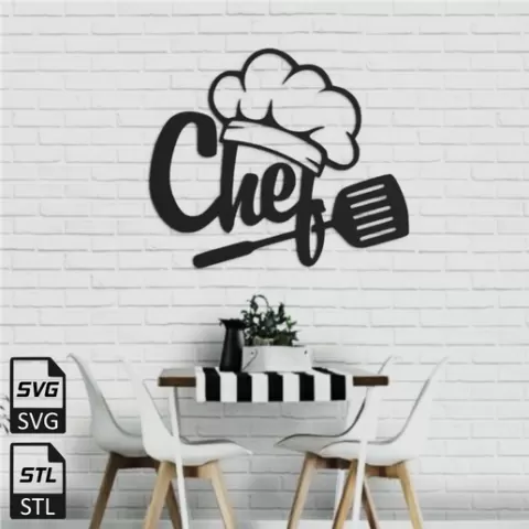 Chef 2D Wall Art STL SVG