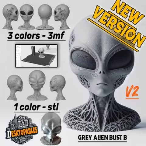 Grey alien Bust B - PROMO CODE 33% OFF