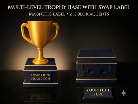 Trophy Base w/ Magnetic Label - One or Two Color